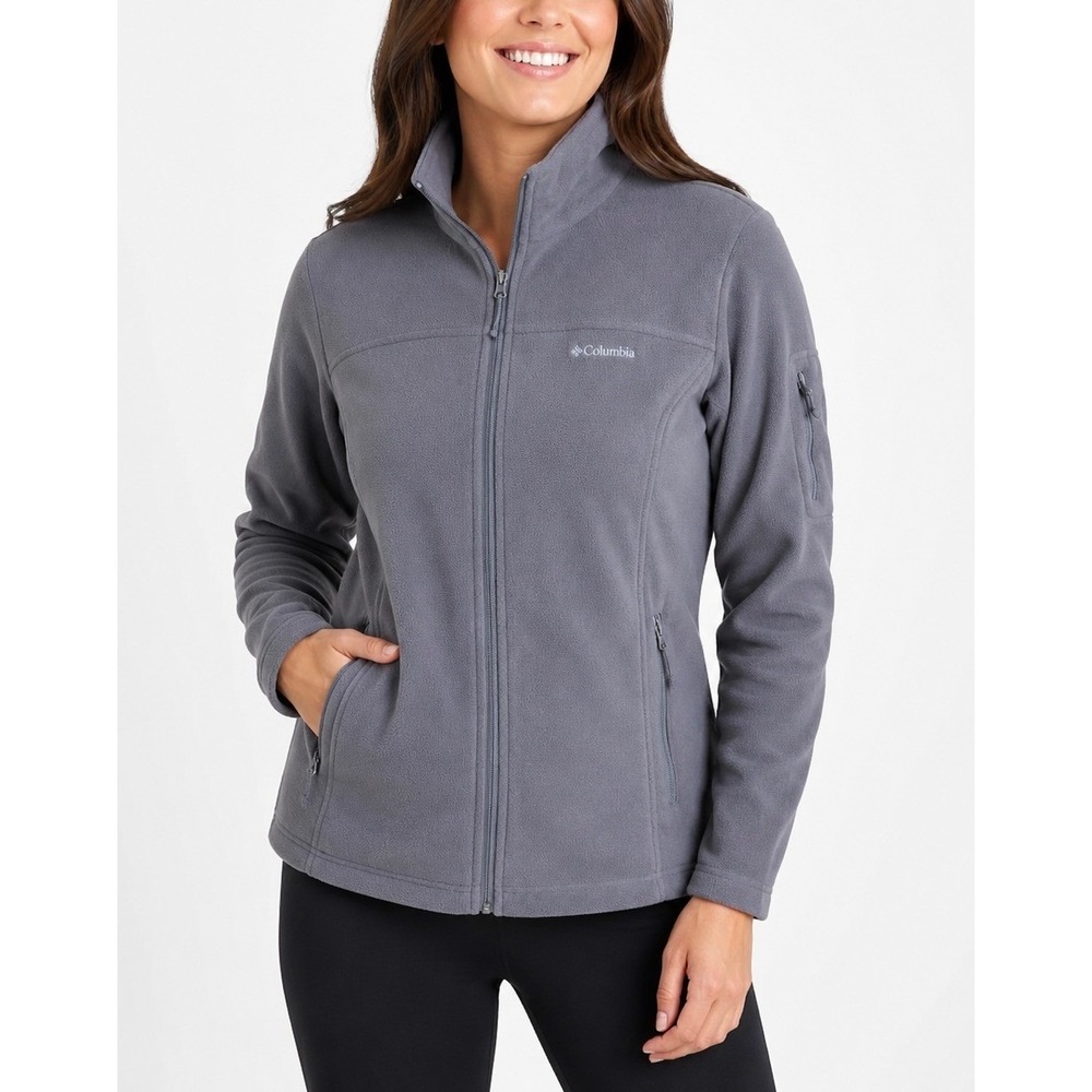 Columbia Fleece Jacket Womens M Grey Full Zip Fast Trek II Mock Neck Gorpcore